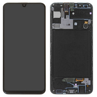 Дисплей для Samsung A307 (A30S) в сборе с тачскрином и рамкой черный (Сервисный оригинал)