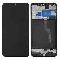 Дисплей для Samsung A105 / M105 (A10 / M10) в сборе с тачскрином и рамкой черный (Премиум)