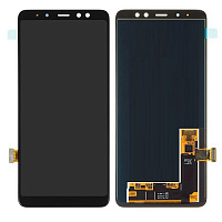 Дисплей для Samsung A730 (A8 Plus 2018) в сборе с тачскрином черный (OLED)