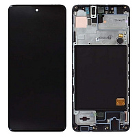 Дисплей для Samsung A515 (A51) в сборе с тачскрином и рамкой черный (Сервисный оригинал)