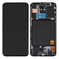 Дисплей для Samsung A405 (A40) в сборе с тачскрином и рамкой черный (Сервисный оригинал)