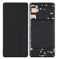 Дисплей для Samsung A715 (A71) в сборе с тачскрином и рамкой черный (OLED)