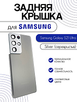 Задняя крышка в сборе со стеклом камеры для Samsung G998B (S21 Ultra) серебристый (Silver)