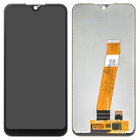 Дисплей для Samsung A015 / M015 (A01 / M01) в сборе с тачскрином черный (узкий коннектор)