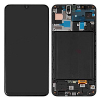 Дисплей для Samsung A505 (A50) в сборе с тачскрином и рамкой черный (OLED)