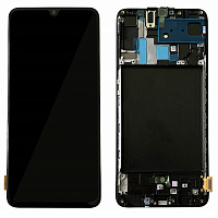 Дисплей для Samsung A705 (A70) в сборе с тачскрином и рамкой черный (OLED)