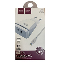 Зарядное устройство RUIE D02 2 USB 2.4 A + кабель USB - Lightning белый